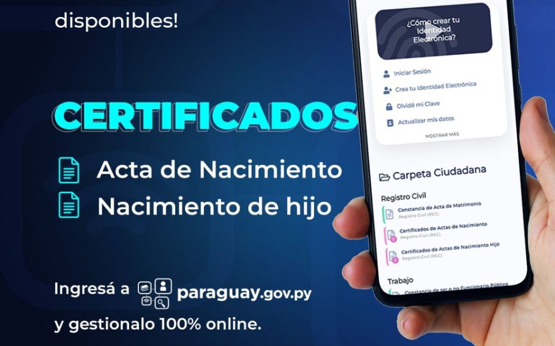 El Certificado de Acta de Nacimiento propio y de hijos ya se pueden obtener en línea