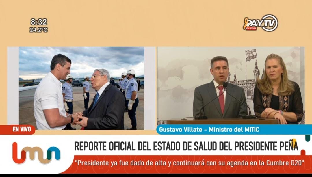 Ministro Villate confirma el buen estado de salud del Presidente Peña y resalta su compromiso con la gestión