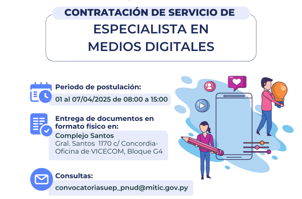 Contratación de servicio de Especialista en Medios Digitales