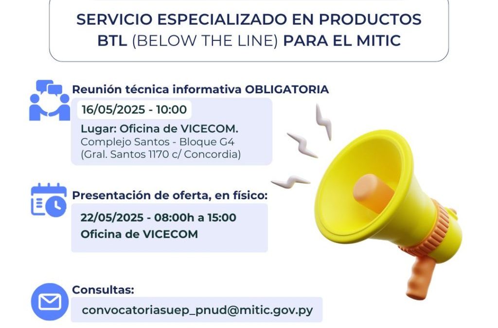 Acuerdo a Largo plazo SERVICIO ESPECIALIZADO EN PRODUCTOS BTL (Below The Line) para el MITIC
