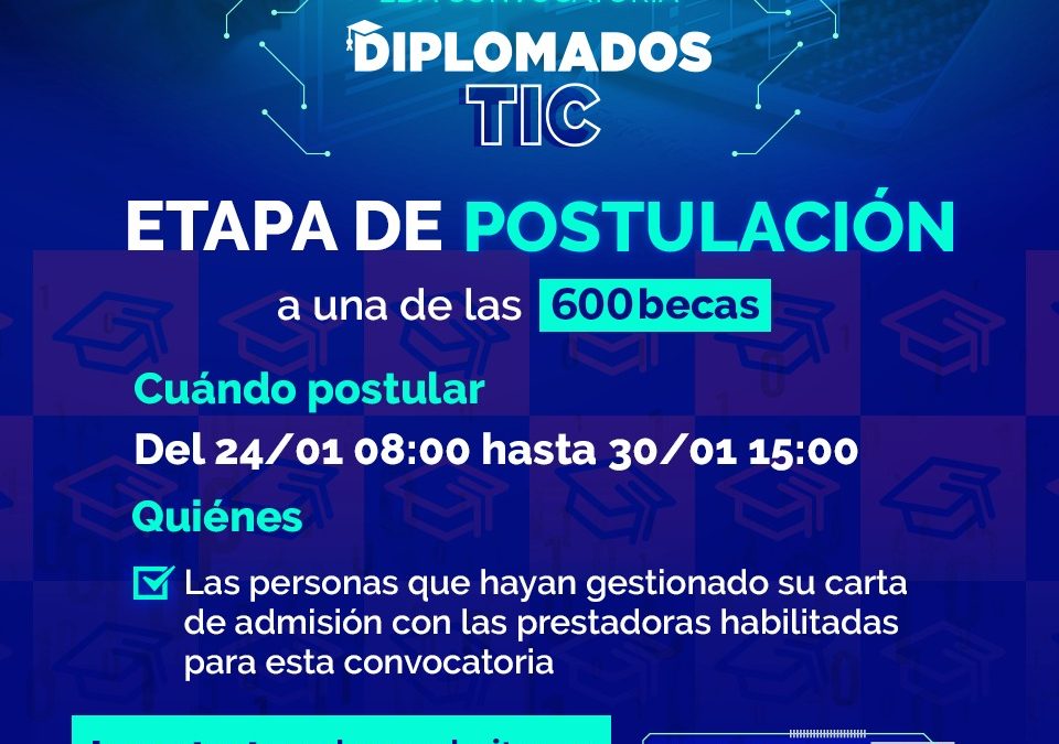 Hoy abre periodo de postulación para becas de Diplomados TIC