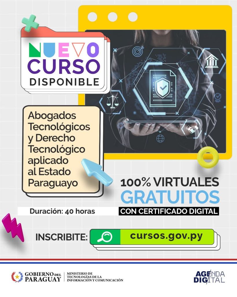 MITIC suma dos nuevos cursos gratuitos en modalidad virtual sobre derecho tecnológico y el uso de inteligencia artificial en normativas legales